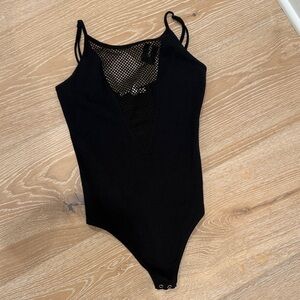 Black Mesh Inset Strappy Bodysuit Express Size XS